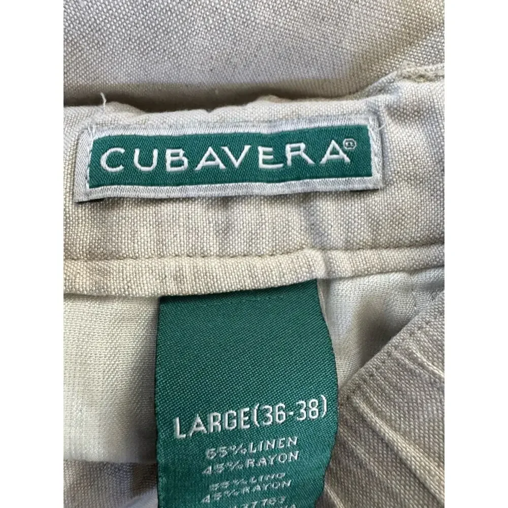 CUBAVERA Mens Linen Blend Drawstring Pants Light Beige Casual Large 36-38 #7172